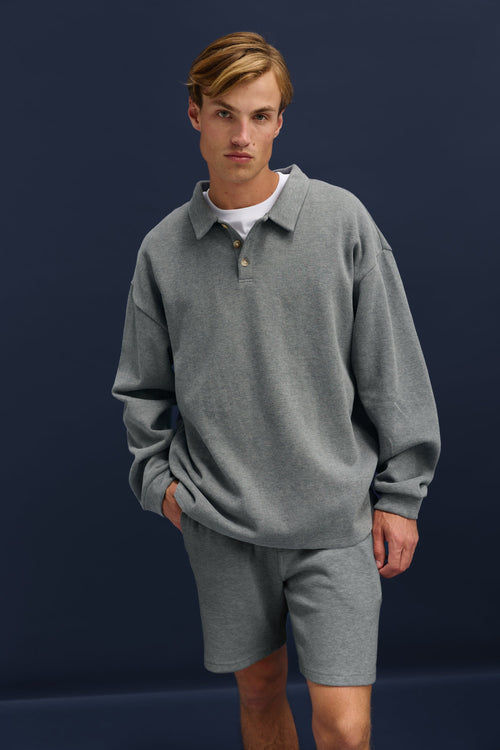 Aiden Polo Sweater Charcoal Marle