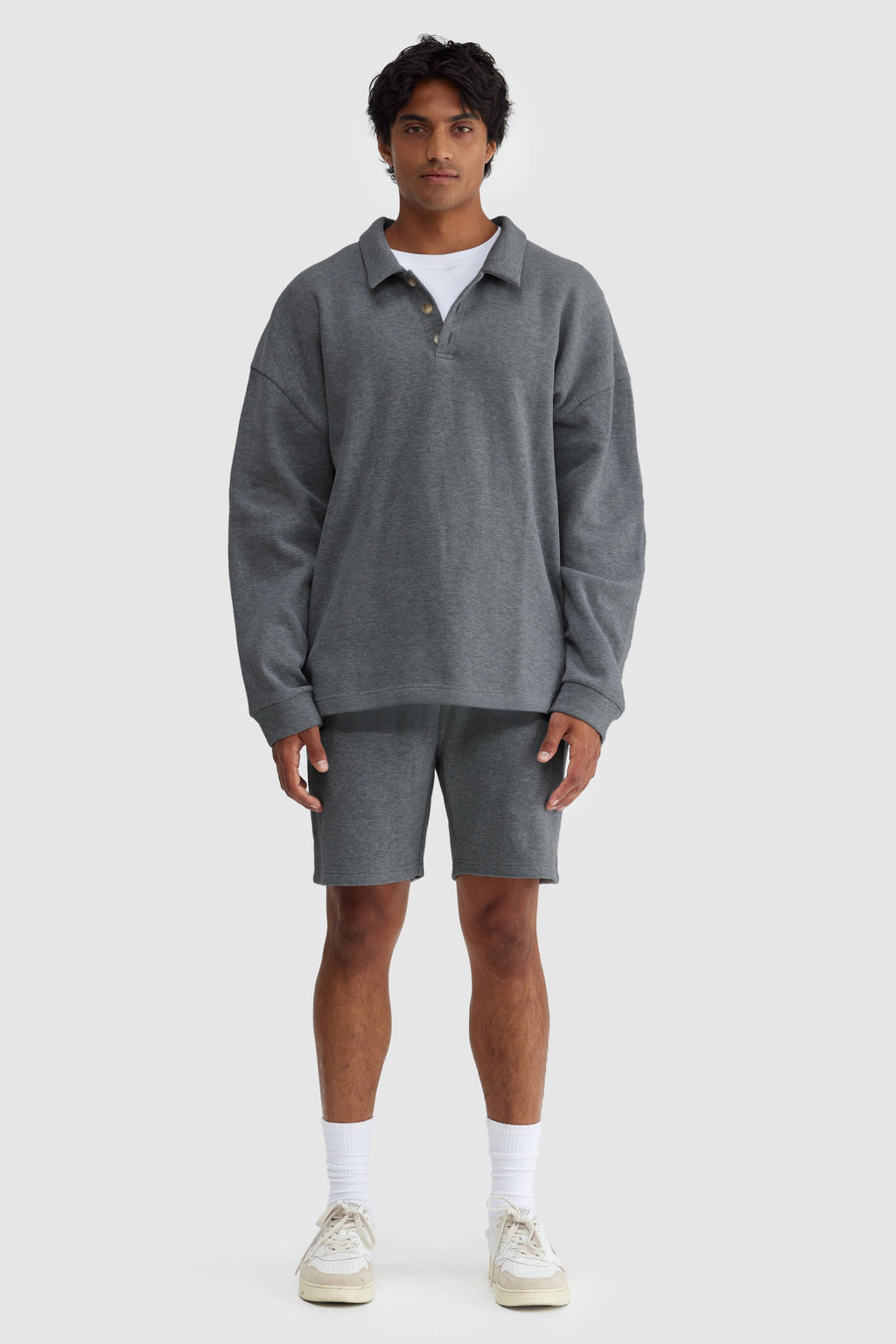 Aiden Polo Sweater Charcoal Marle
