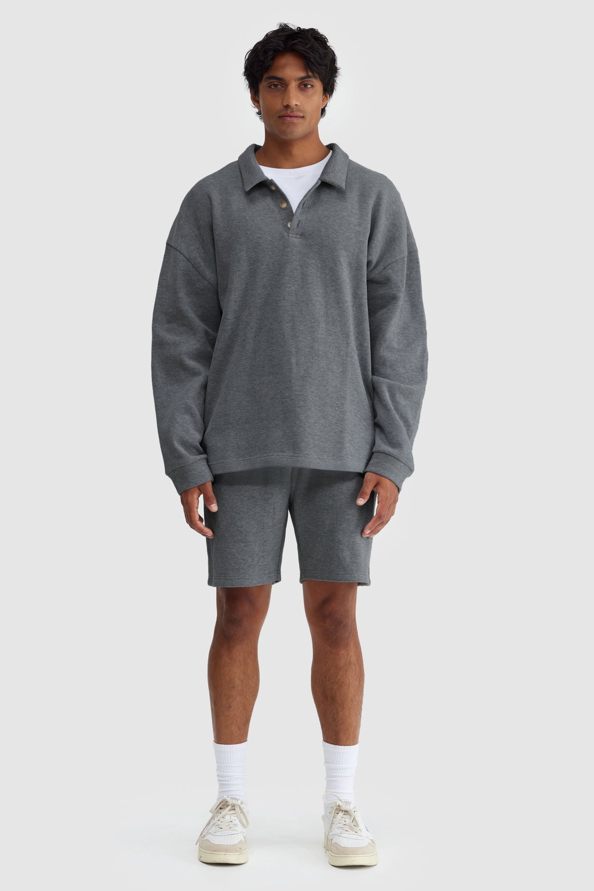 Aiden Polo Sweater Charcoal Marle