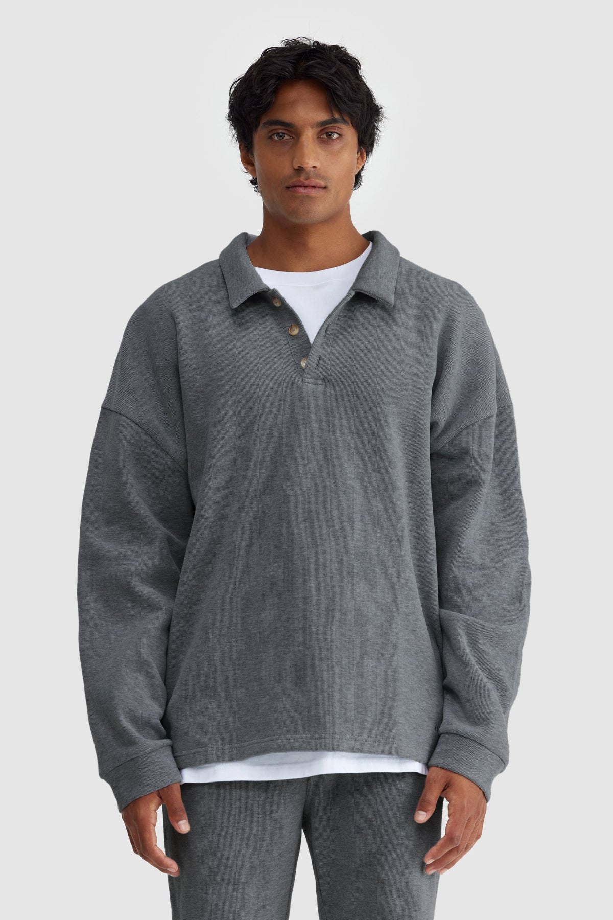 Aiden Polo Sweater Charcoal Marle