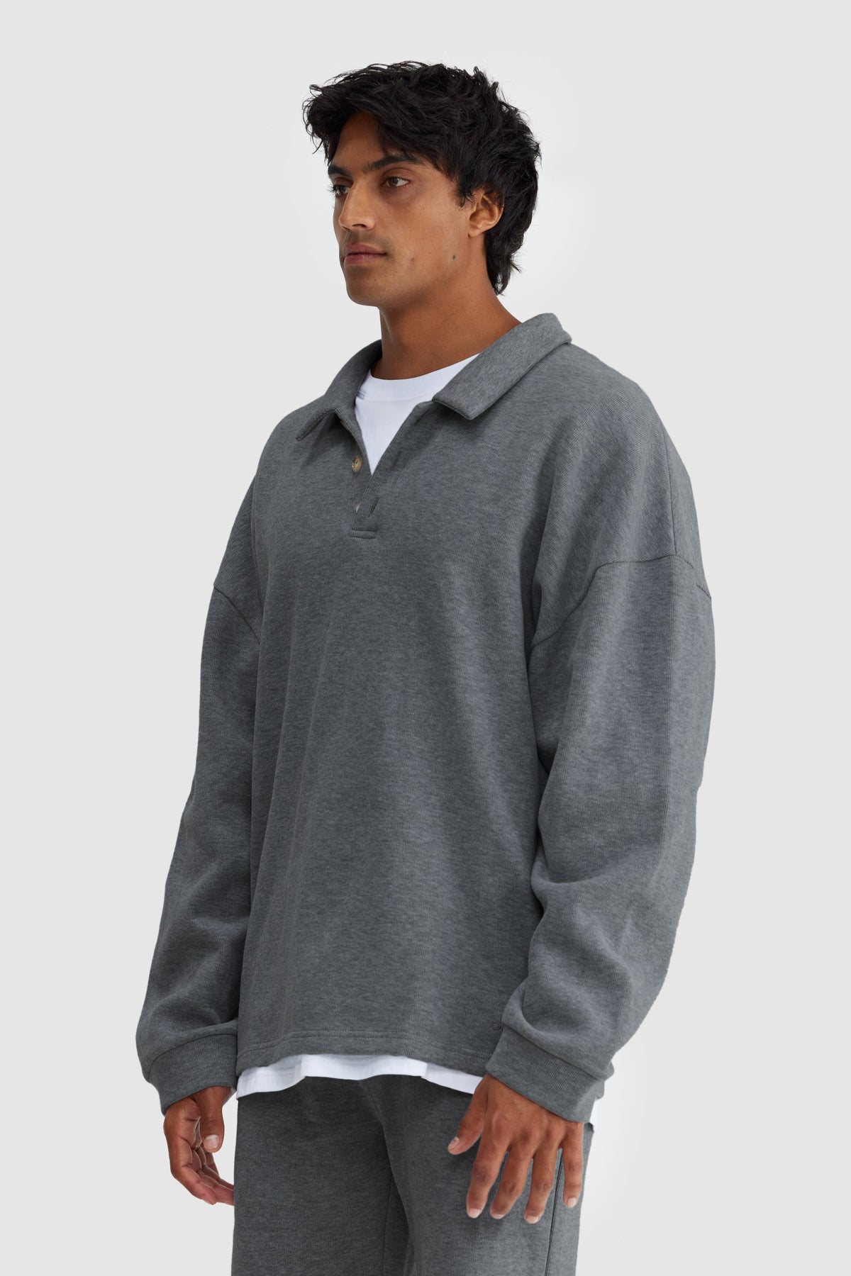 Aiden Polo Sweater Charcoal Marle