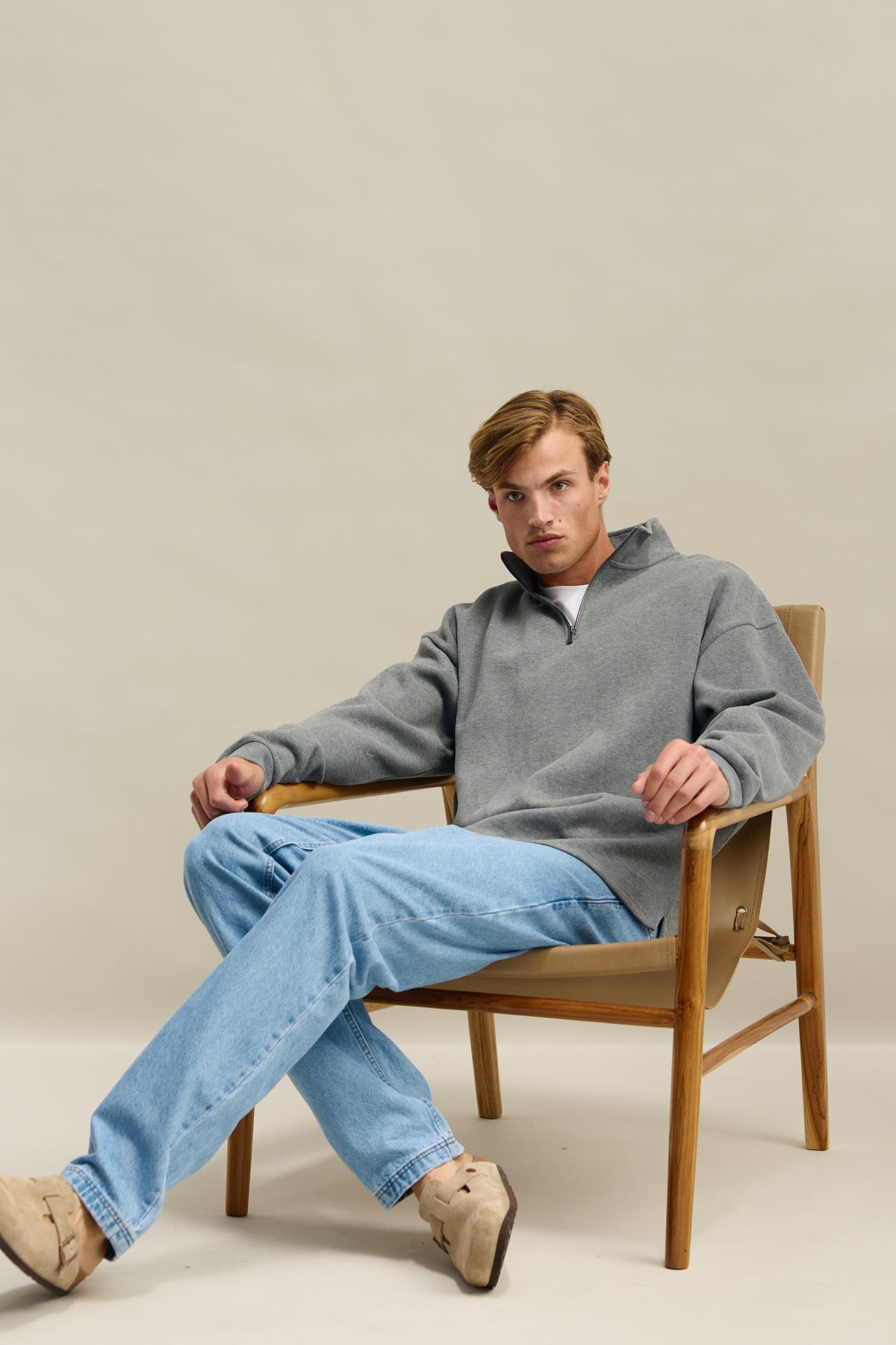 Aiden Quarter Zip Charcoal Marle