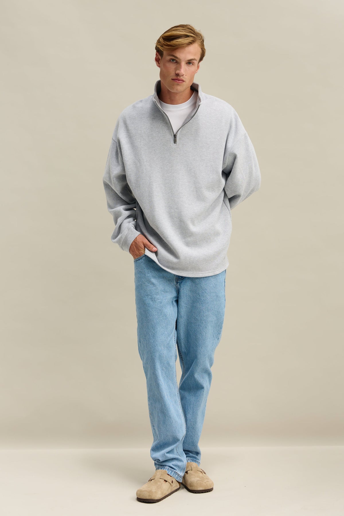 Aiden Quarter Zip Grey Marle