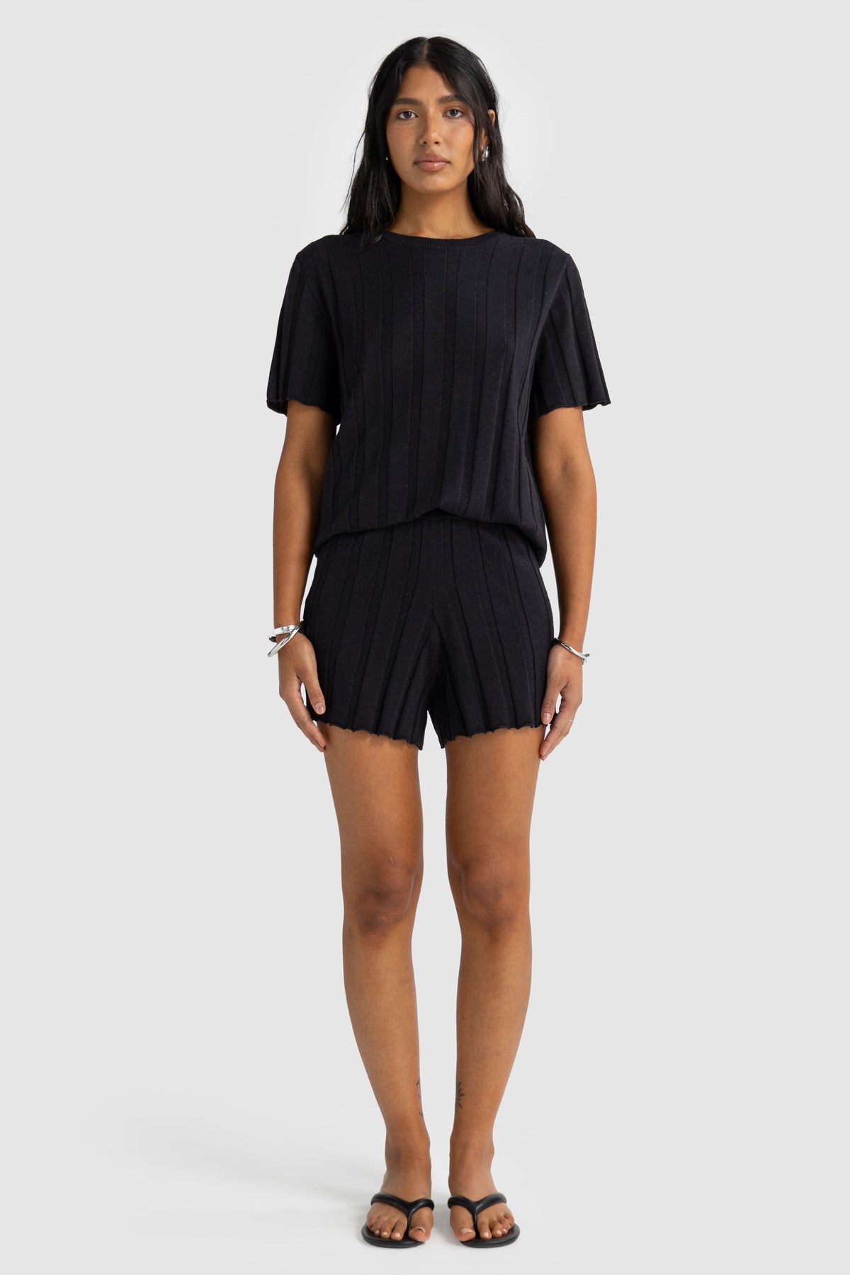 Amara Relaxed Knit Shorts Black