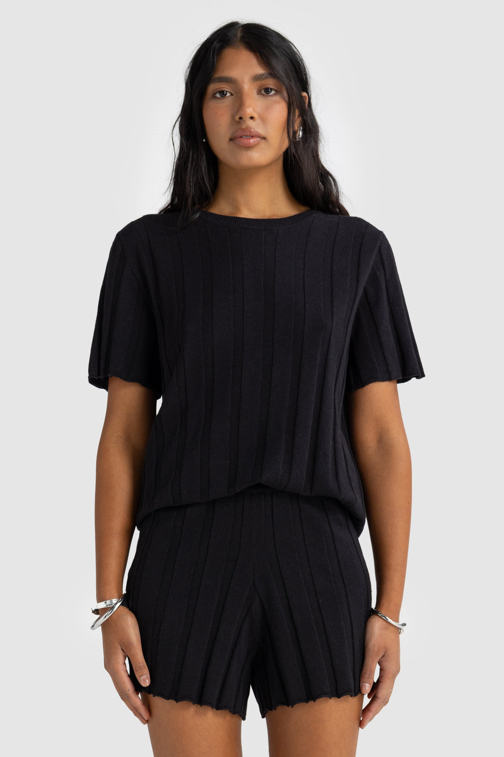 Amara Relaxed Knit Shorts Black