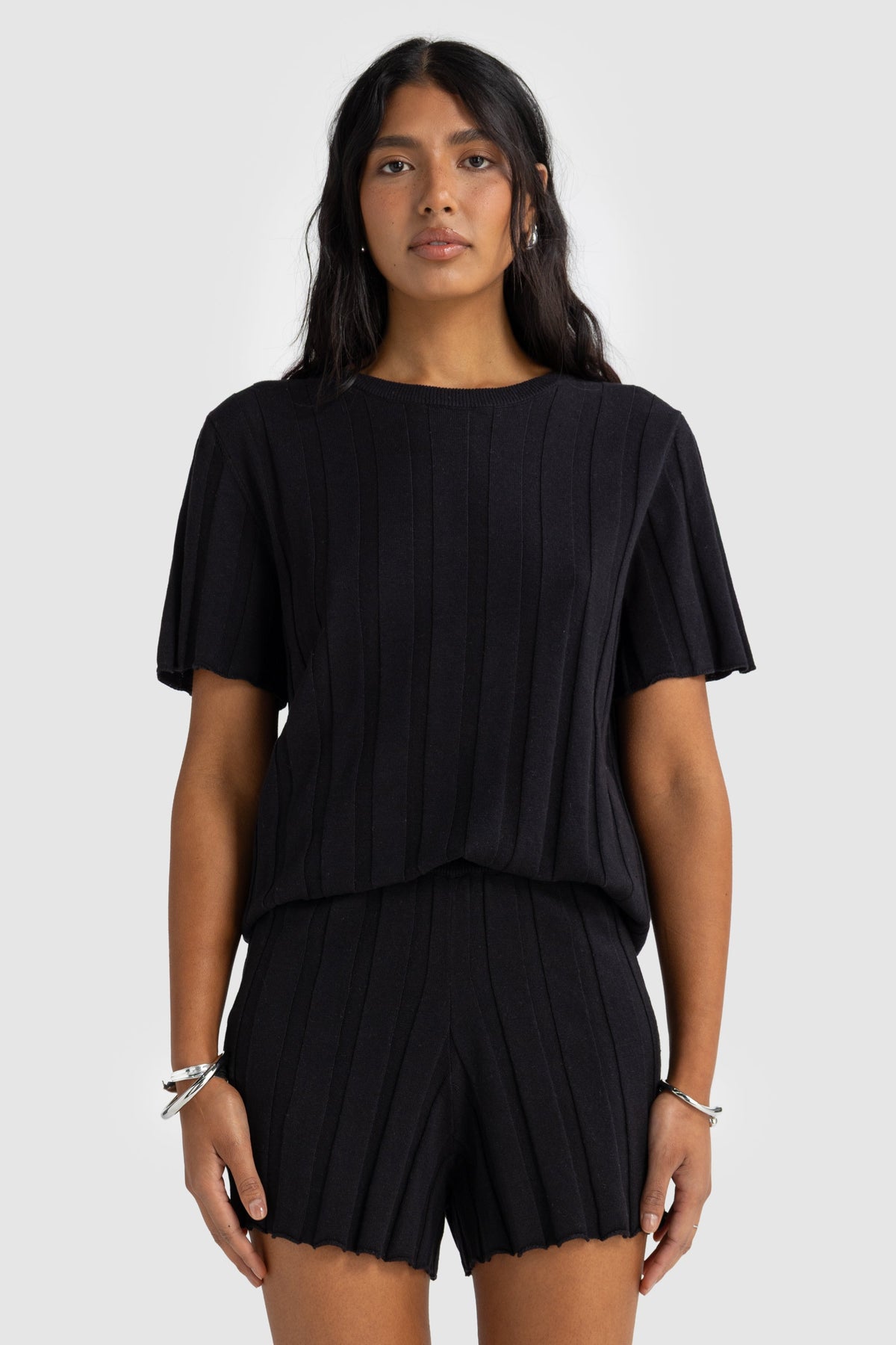 Amara Relaxed Knit Shorts Black