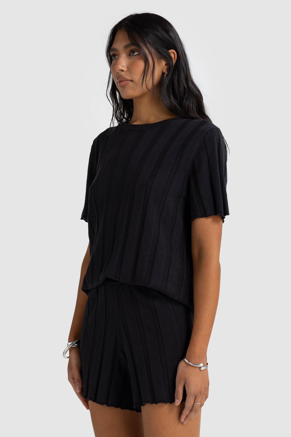 Amara Relaxed Knit Shorts Black
