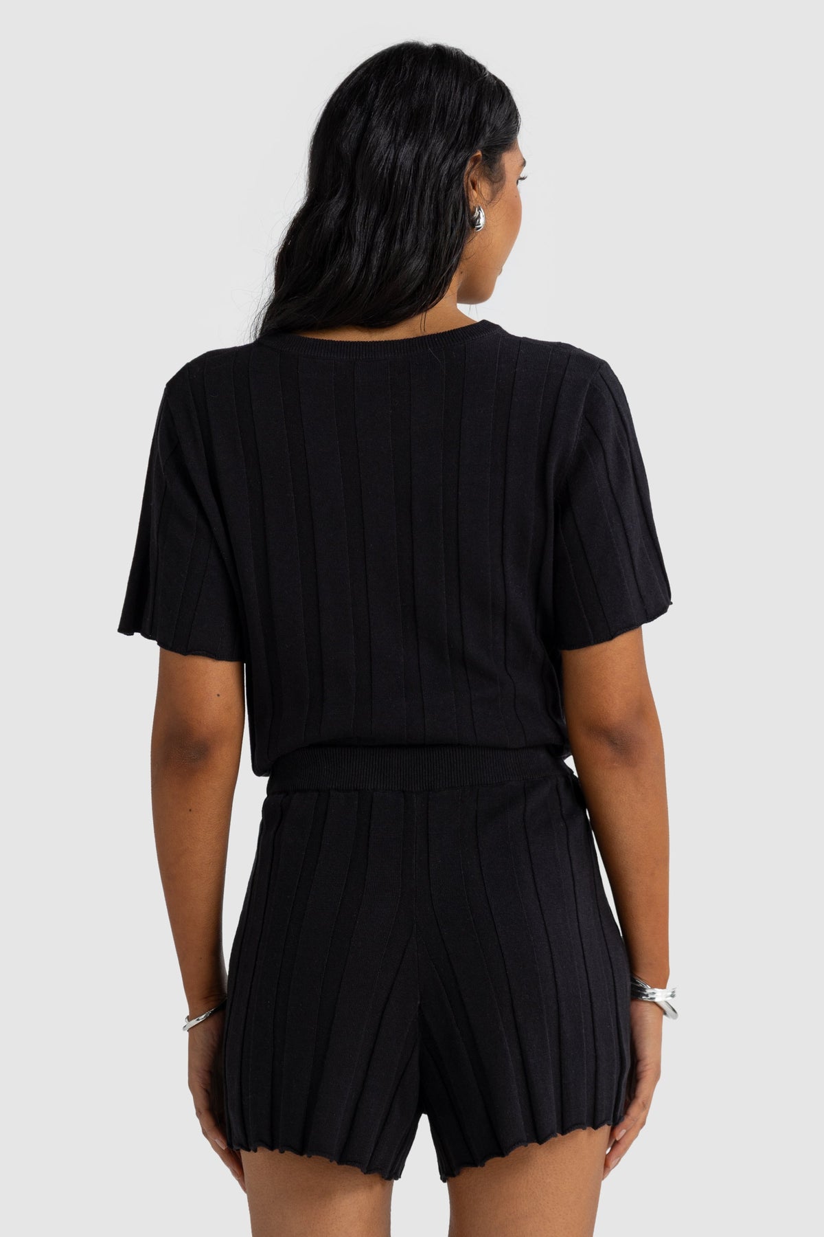 Amara Relaxed Knit Shorts Black