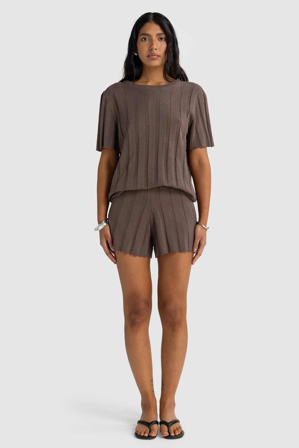 Amara Relaxed Knit Shorts Espresso