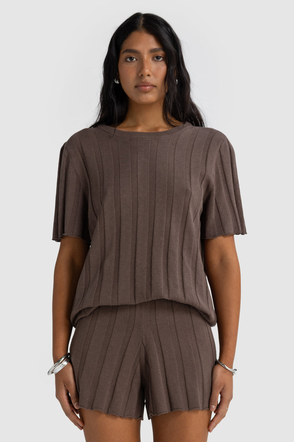 Amara Relaxed Knit Shorts Espresso
