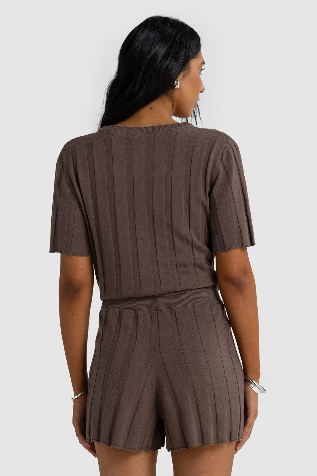Amara Relaxed Knit Shorts Espresso