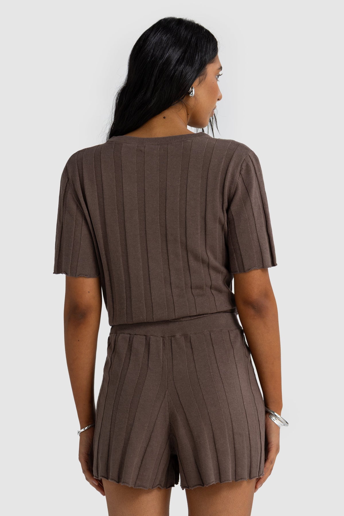 Amara Relaxed Knit Shorts Espresso