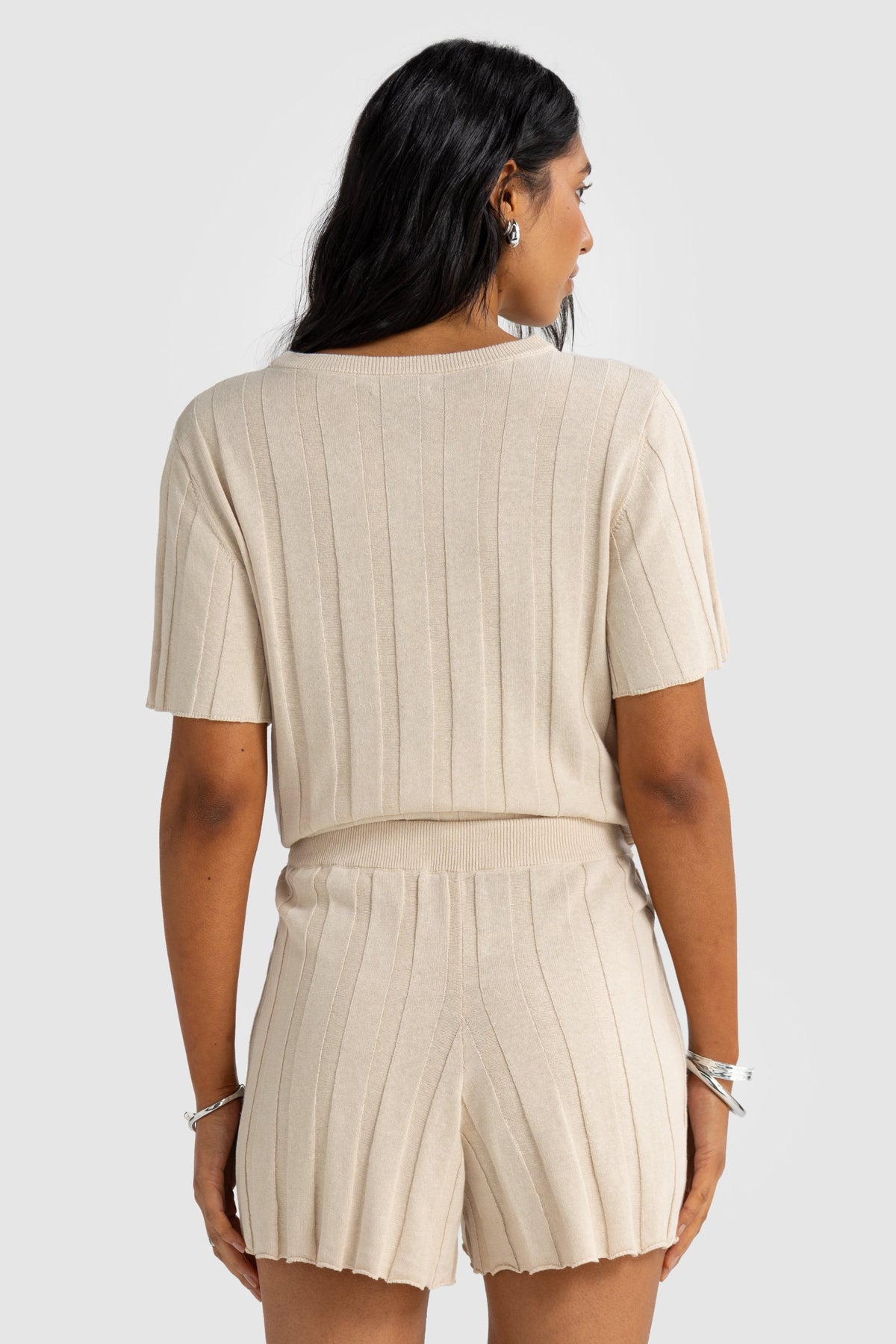 Amara Relaxed Knit Shorts Oat