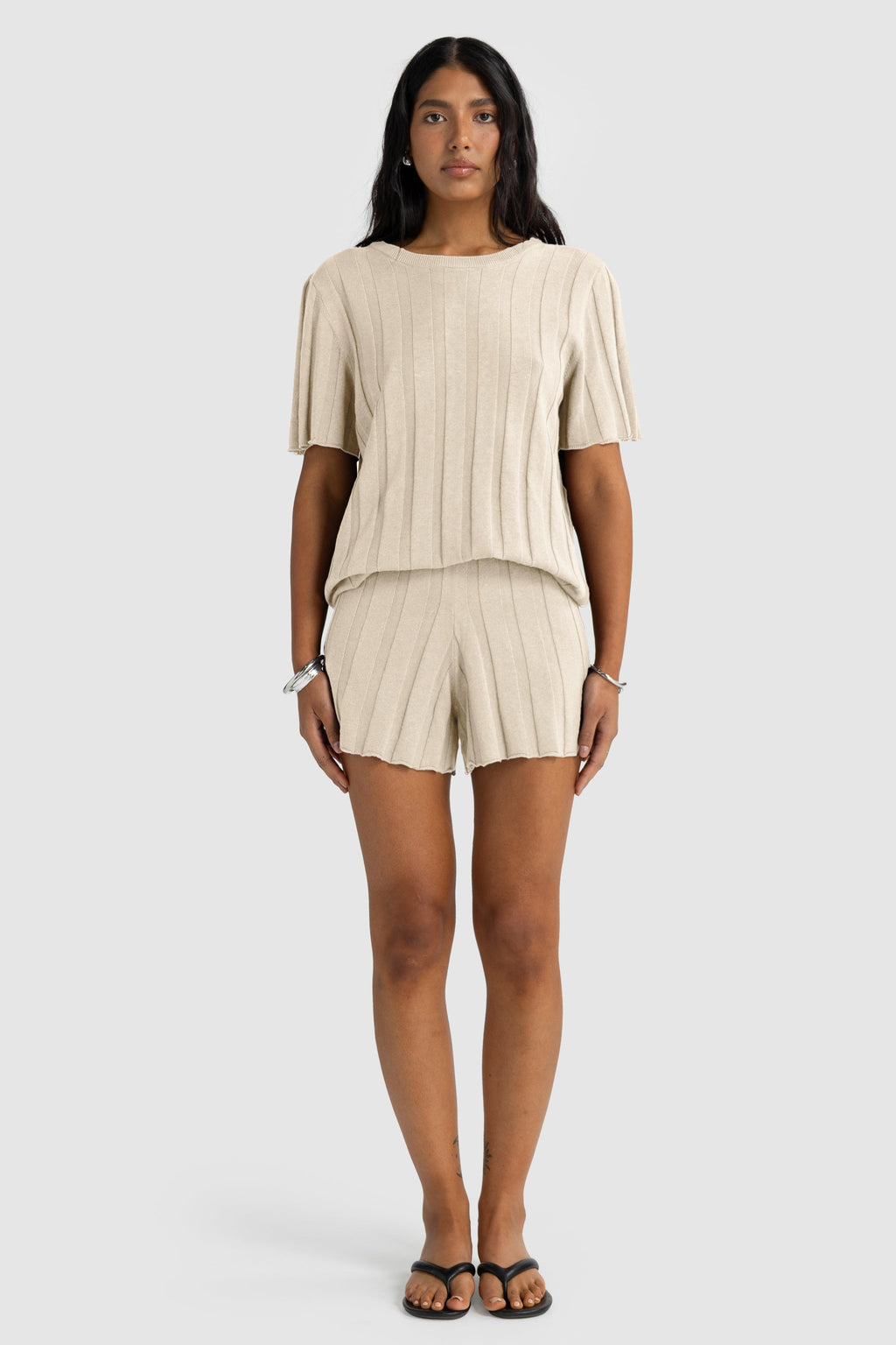 Amara Relaxed Knit Shorts Oat
