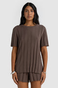 Amara Relaxed Knit T Shirt Espresso