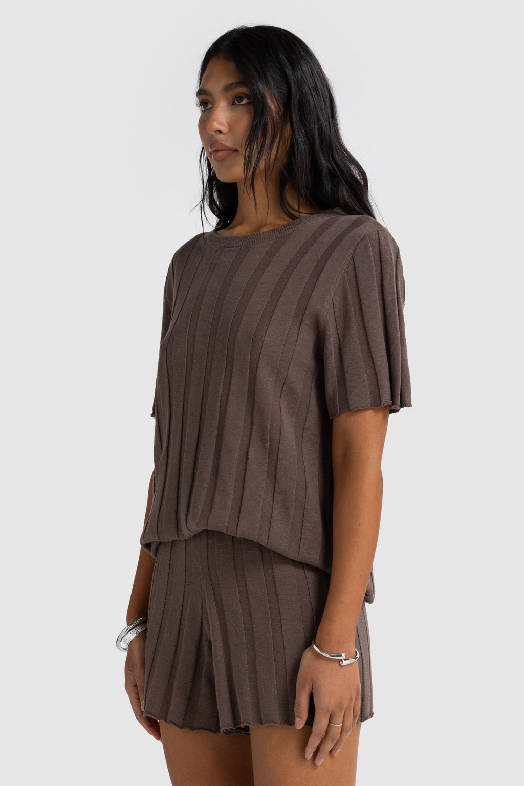 Amara Relaxed Knit Shorts Espresso