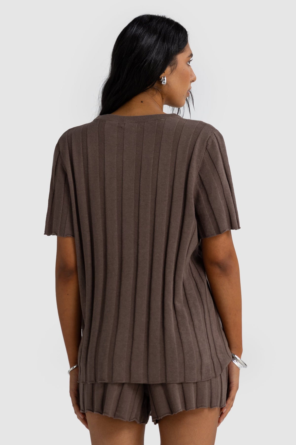 Amara Relaxed Knit T Shirt Espresso