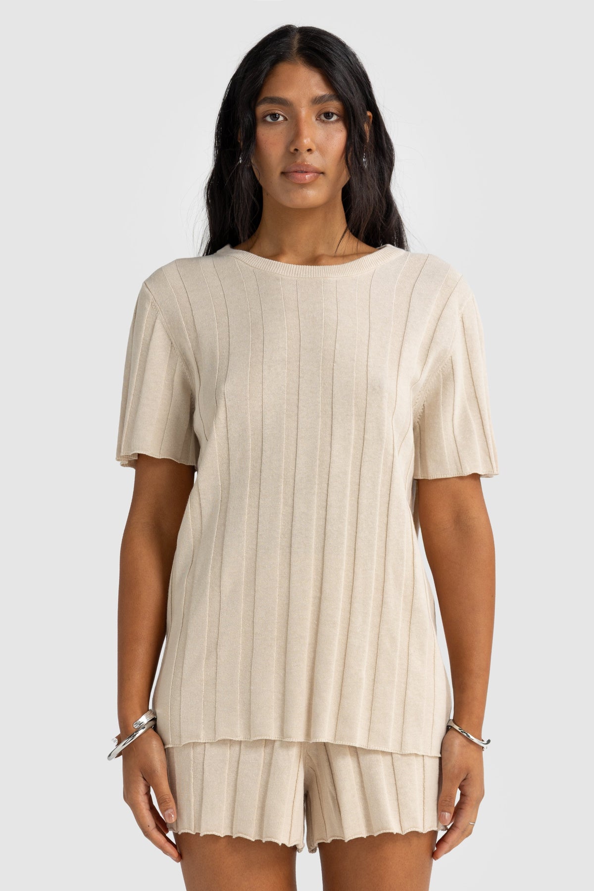 Amara Relaxed Knit Shorts Oat