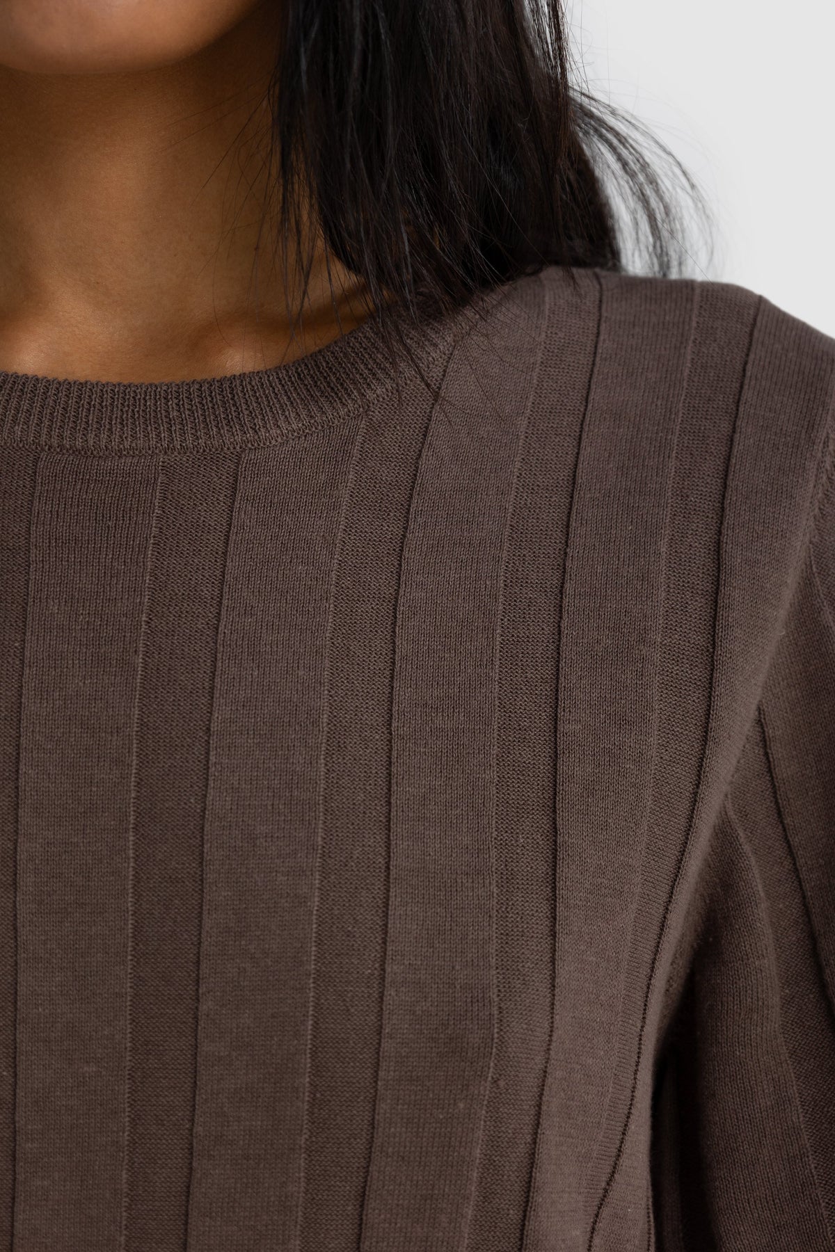 Amara Relaxed Knit T Shirt Espresso