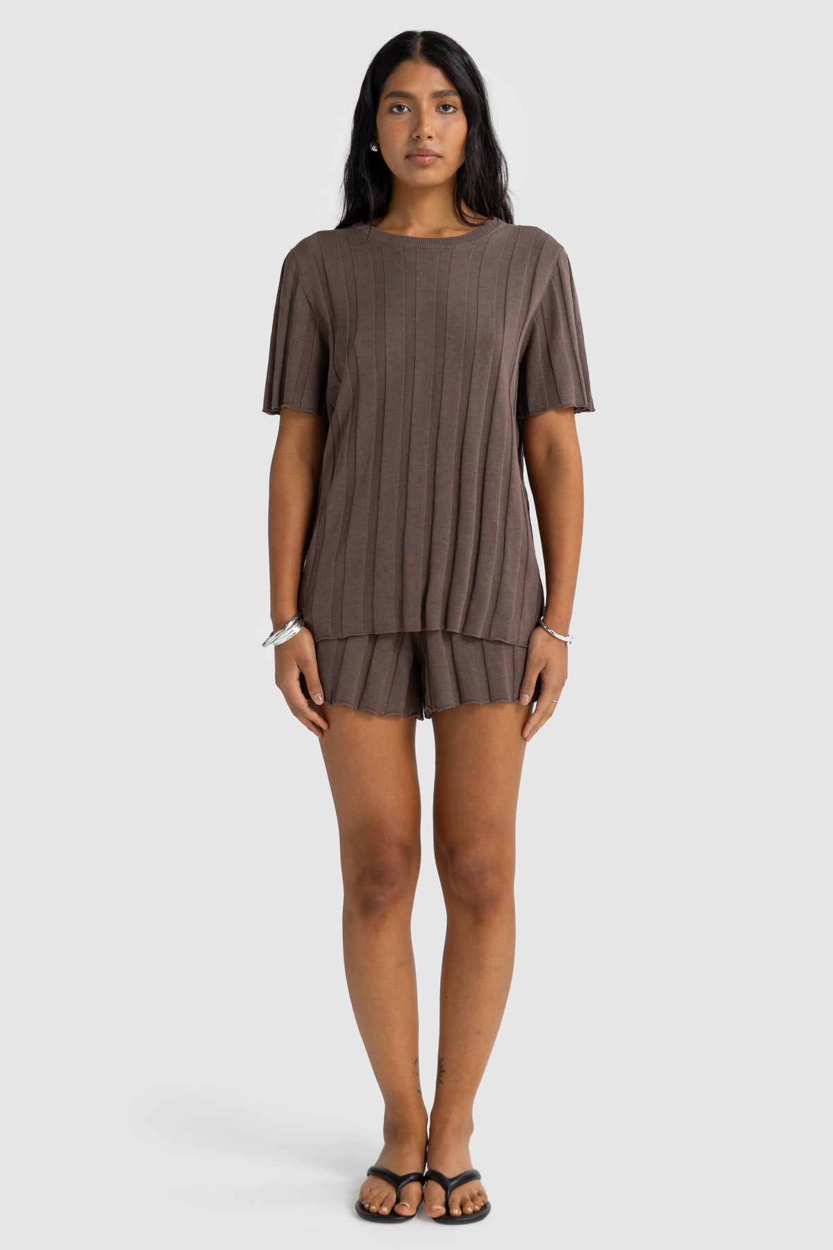 Amara Relaxed Knit T Shirt Espresso